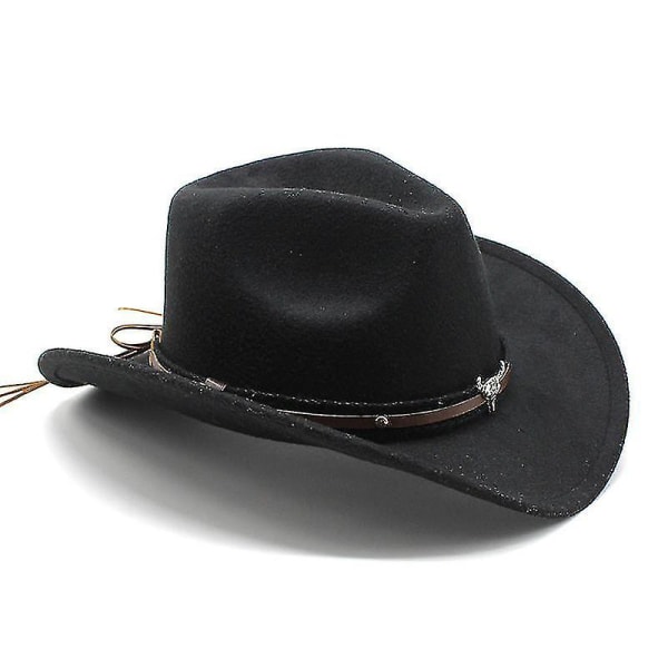 Pureh Cowboy Top Hat Filt Hat Rød Sort Black