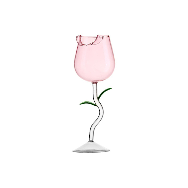 Rosblommiga Vinglas 150/280ml Rosformad Vinglas Rosparty Vinglas Pink 280ml
