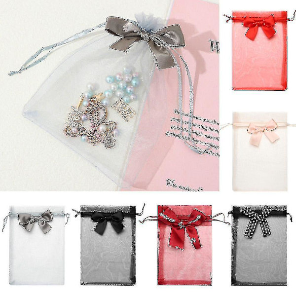 10 stk./parti Exquisite Butterfly Bag Bryllup Snørepose Organza Pose Gave Høj