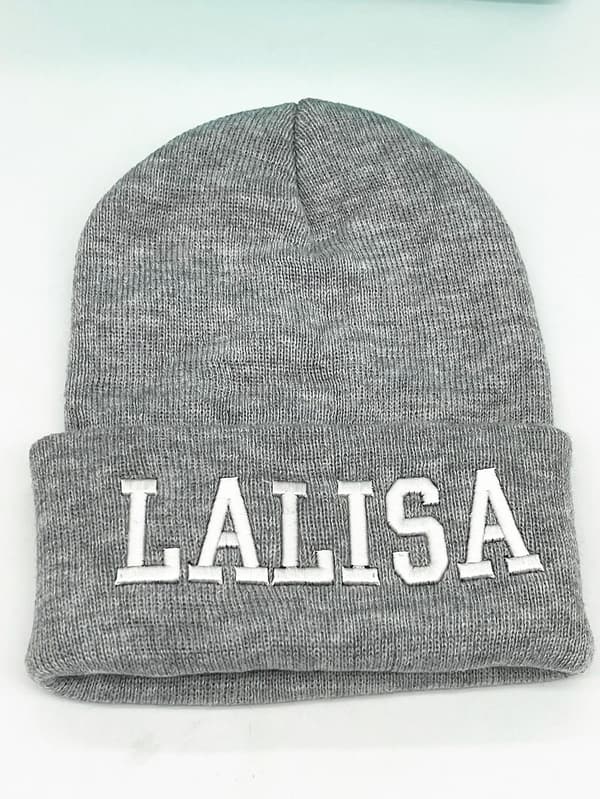 Jisoo Lisa Kirje Harmaa Hattu Neulepipo