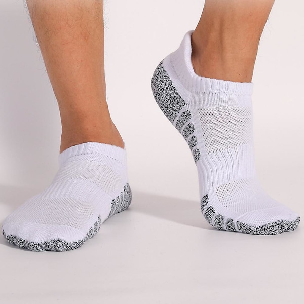 6 Anti-slip, Svedabsorberende Og Åndbare Sportsstrømper, Dobbelt Fortykkede Håndklædesål Løbestrømper, Bomuldsbådstrømper l