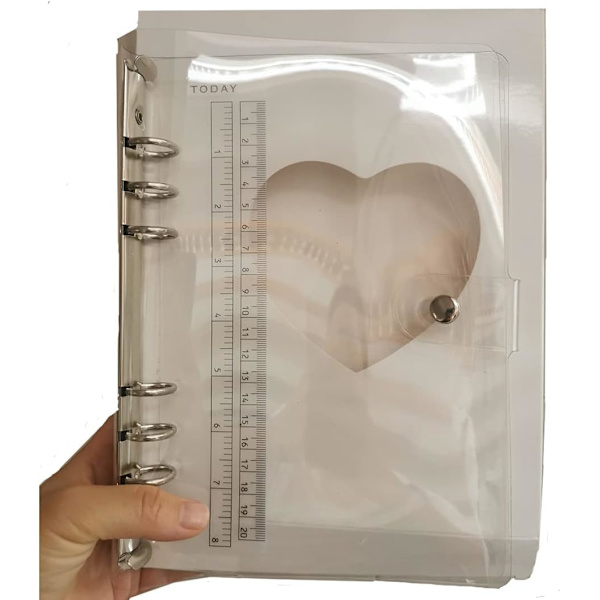 Ringbind Cover Klar Blød PVC 6 Huller Ringbind, Vandtæt Løs Blad Notebook Mappe med Gennemsigtig Lineal, Notebook Cover Case Genopfyldelig A5