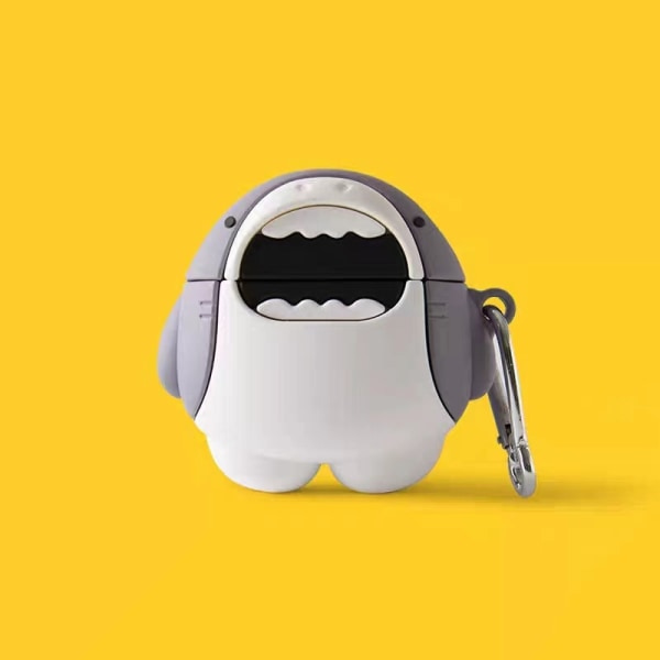 Shark söt tecknad hörlurslåda, airpods 1/2 trådlös bluetooth hörlurslåda silikonlåda.