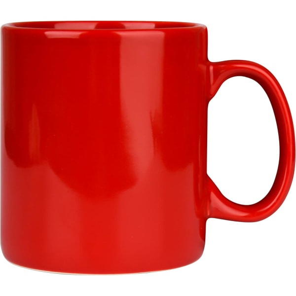 Ekstra stort keramisk kaffekrus med håndtag til kontor og hjem (rød)