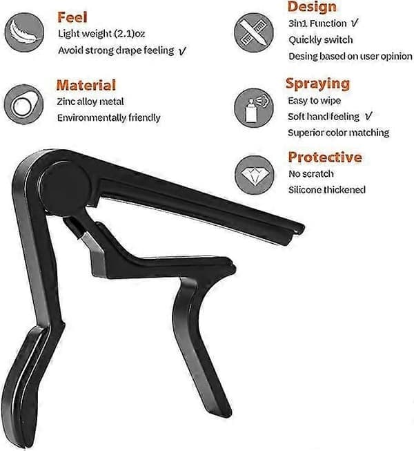 pc Guitar Capo, 6-strenget Akustisk & Elektrisk Guitar Capo, Guitar Capo Akustisk - silver