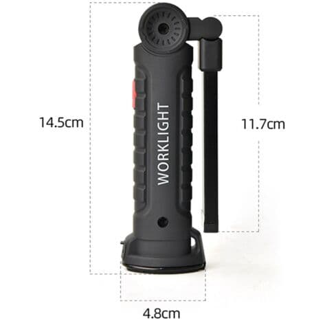 Stor USB magnetisk LED-lommelykt, multifunksjonell, sterkt varsellys, arbeidslys for bilreparasjon