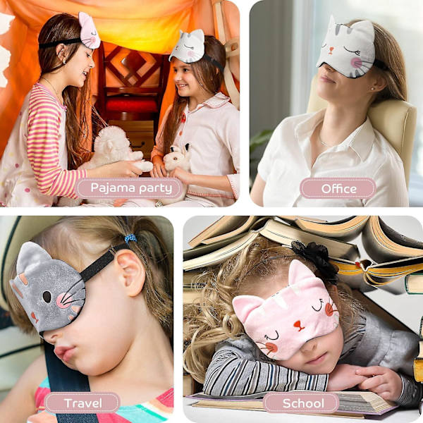Ögonmask för Sömn 3 Stycken Tecknad Hund Ansikte Ögonskydd Rolig Djur Katt Sovmask Mjuk Lätt Natt Sömn Ögonmasker Kitty Ögonmask Blindf