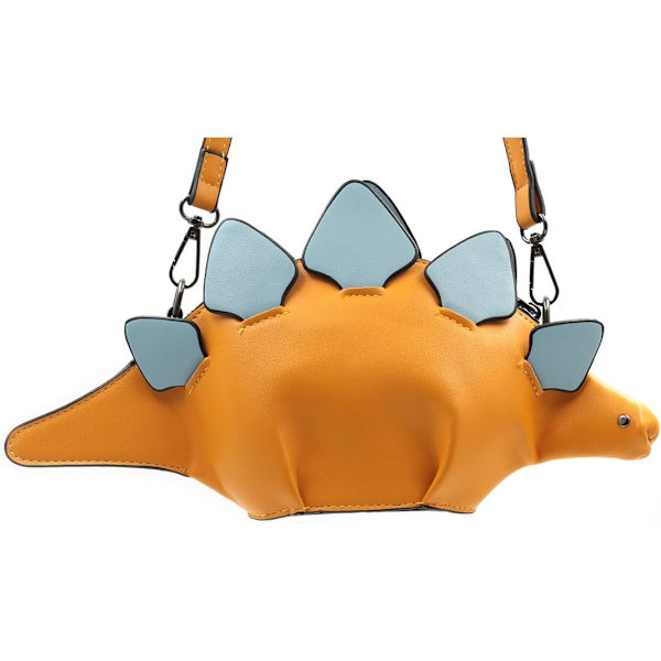 Dinosaurie axelväska, PU Stegosaurus CrossBody väska för flickor kvinnor A-yellow