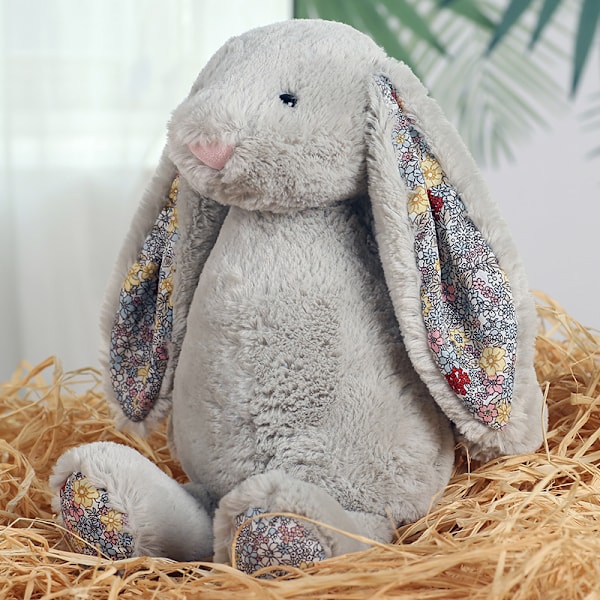 Barnens leksak Blossom Bunny Rabbit gosedjur plyschleksak Grey