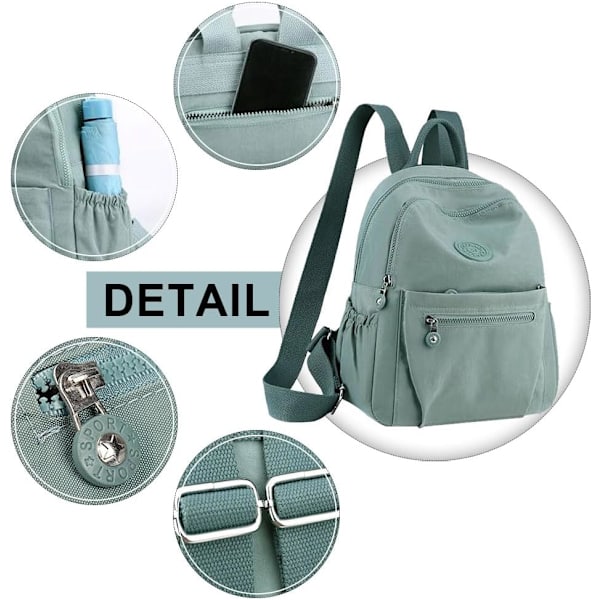 Ryggsäck för kvinnor, Nylon Axelväska, Liten Casual Ryggsäck för Kvinnor, Stöldskyddande, Multifunktionell, Skola, Daglig, Flickor, Svart