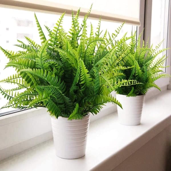 4 stk. Kunstige Boston Bregner Plastplanter Busker Kunstige
