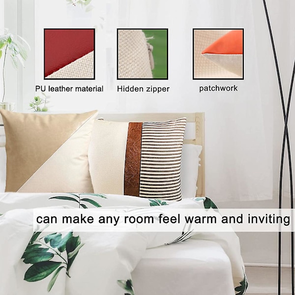 Pu Stitching Putetrekk - Moderne Enkle Ins Wind Putetrekk - Hjem Sofa Bil Putetrekk Stil1 45*45cm 45*45cm style3