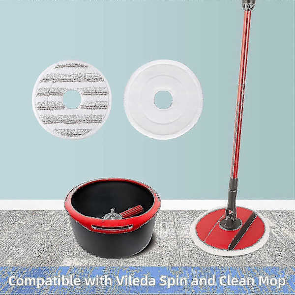 3 st Mopprefiller för Vileda Spin And Clean Mopp - Ersättningshuvud för Spinmopp - Tvättbart Återanvändbart Mikrofibermopphuvud för Golvrengöring Red