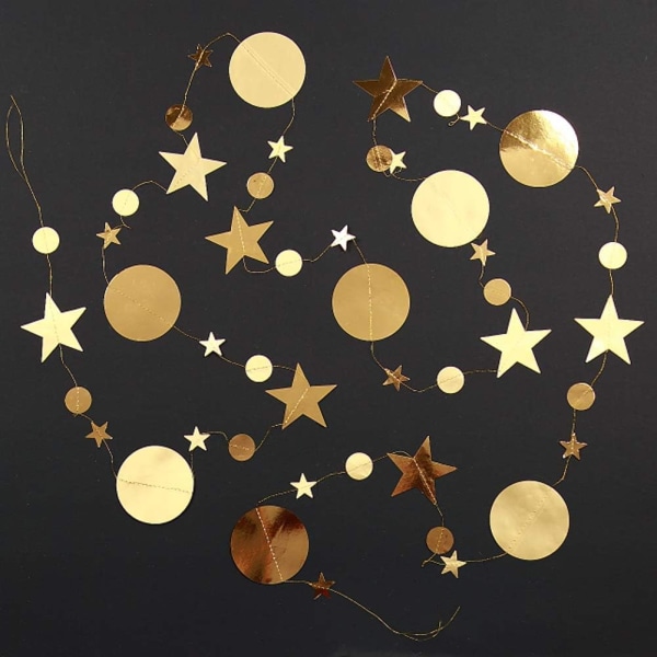 52 Fod Guld Twinkle Little Star Party Girlander Kit Metalisk Matt Grov Stort Papircirkel Girlander Bunting Banner Dekoration til Jul Fødselsdag