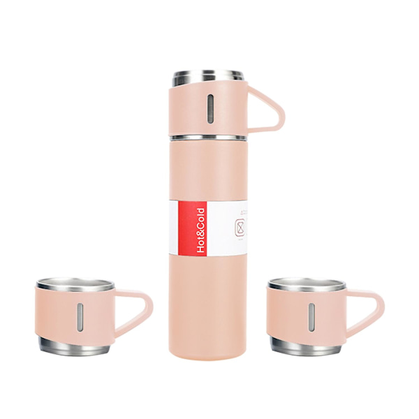 500L Isoleret Termosflaske med 2 Ekstra Kopper Rustfrit Stål Kaffe Rejsekrus Lækagesikker Kaffe T Pink