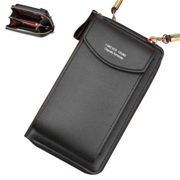 Pu læder blokerende crossbody mobiltelefon taske kompatibel med kvinder tegnebog pung
