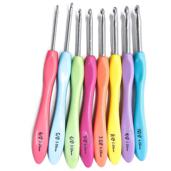 Virka krokar set, 8 st aluminium virka krokar stickning till
