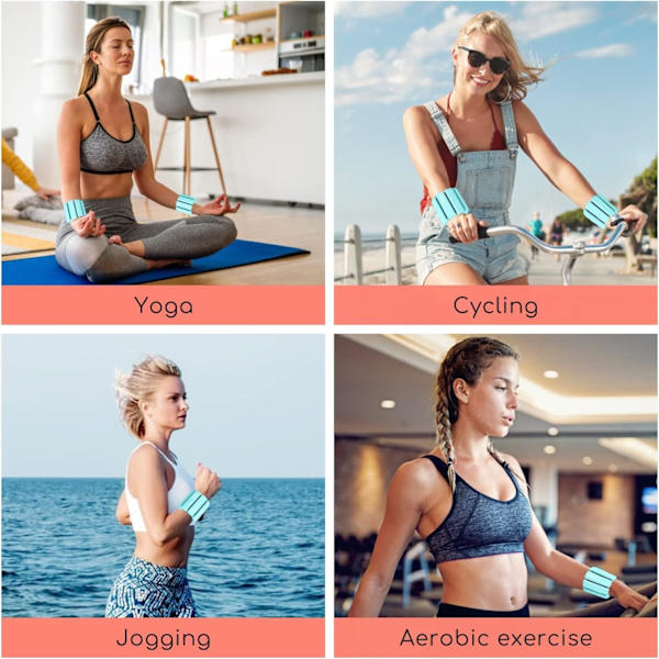 2 stk justerbare håndleddsvekter ankelvekter sett for trening, gåing, jogging, yoga, aerobic, pilates, vektbærende armbånd, treningsarmbånd blue