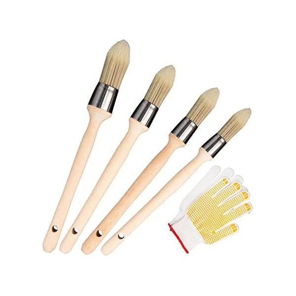 Trimmeverktøy for maling, 4 x små malepensel for touch-ups og 1 x ikke-hansker, trimmeverktøy for maling, kantmaling