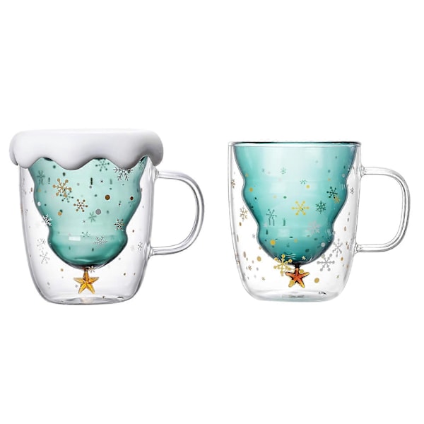 2022 Juleønskekopp 300 ml Dobbel Vegg Glass Krus 3D Juletre Julekopp Sett cup