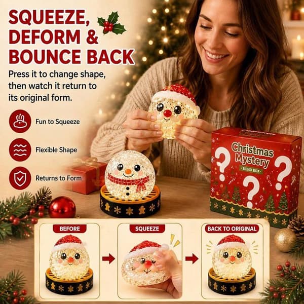 Jule Squishy Dumplings Mysterie Blind Boks (Julemand Peberkage) | Bløde festlige dumpling-figurer med assorterede designs til skriveborde