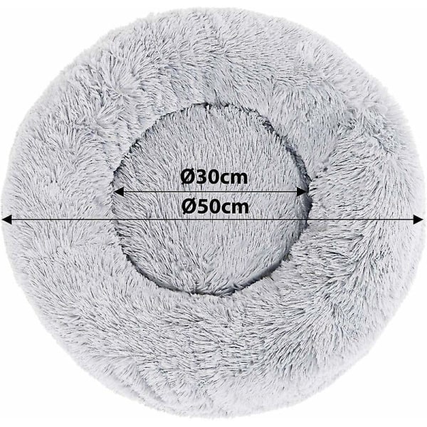Talvikampanja, pyöreä koirakori kissan tyyny donitsikorin 50 cm (m) vaaleanharmaa