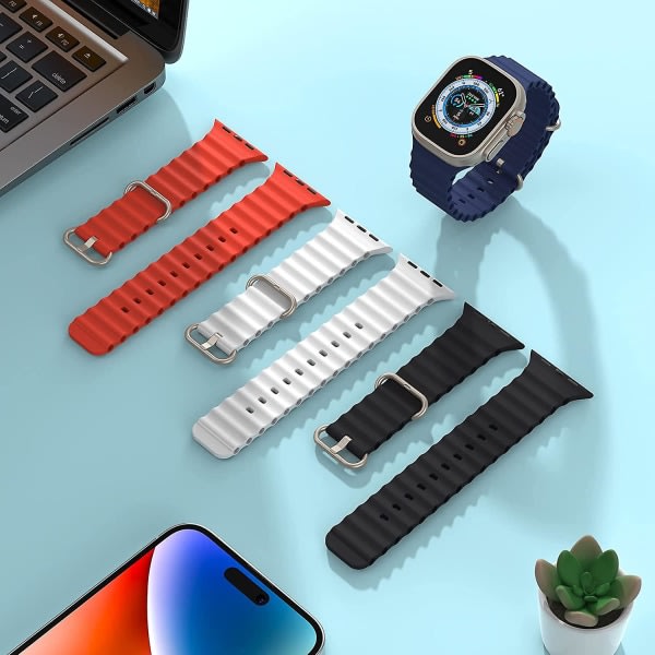 4-pack Ocean Band kompatibel med Apple Watch Ultra Band 49mm 45mm 44mm 42mm Iwatch Series 8 erstatningsstropp