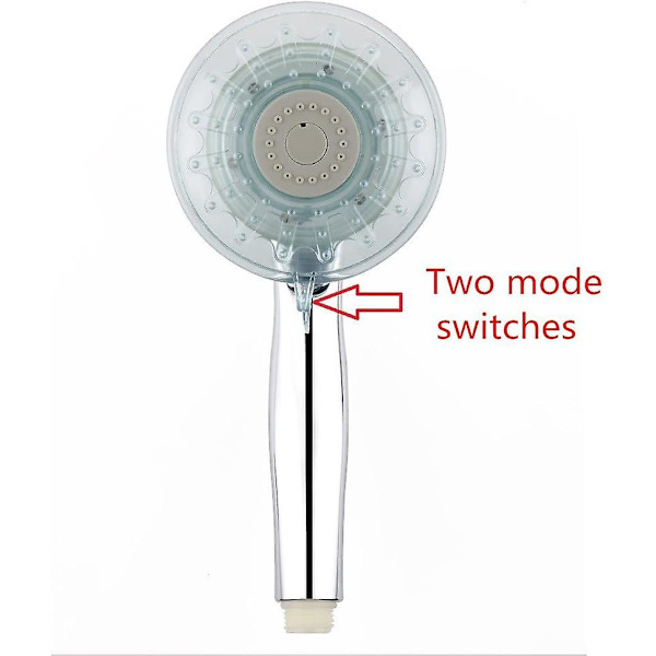 LED Brushoved, 7 Farver LED Lys Farveskiftende Brushoved, 2 Typer Vandtilstand Passer Til De Fleste Standard Bruserslanger