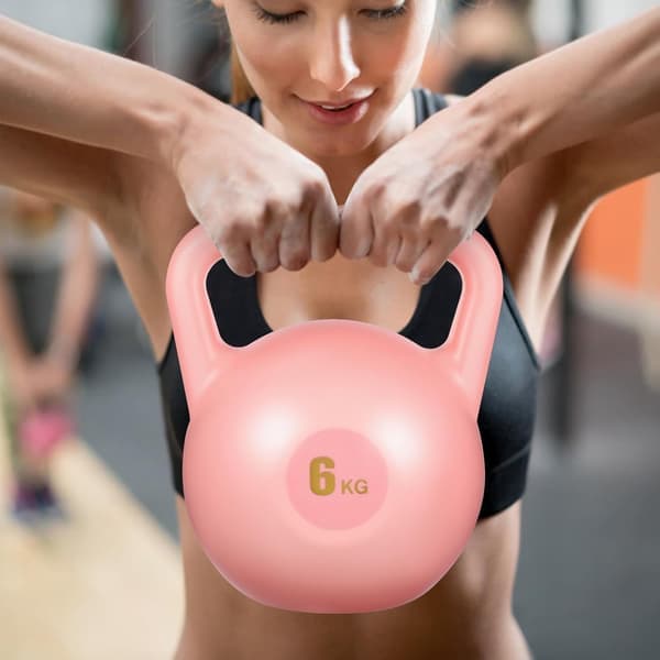 6 kg lyserød PE vandkettlebell til styrketræning, justerbart vægttræningsudstyr