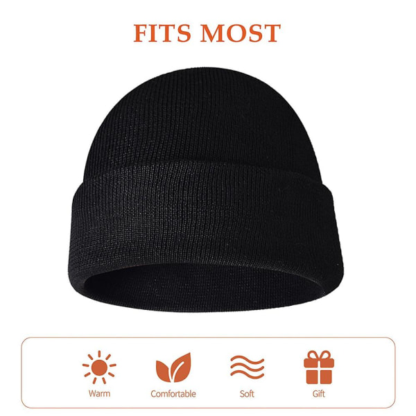 Pehmeä talvikallohattu miehille ja naisille, lämmin neulottu unisex-pipo, musta black