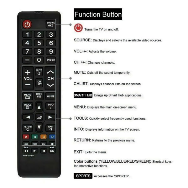 Universal fjernkontroll for Samsung Series 6-7-8 Smart LED TV - Perfekt