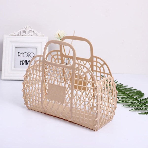 Badeværelse Hullet Ud Vask Opbevaring Kurv Badekurv Plastik Badekurv Sammenklappelig Net Håndkurv Badekurv (24x21x9.5cm) Khaki