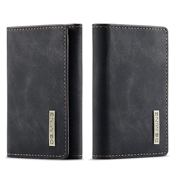 Dg.ming M1-serien PU-läder magnetisk absorption stängning Tri-fold ficka plånbok kontantkort hållare myntväska Black