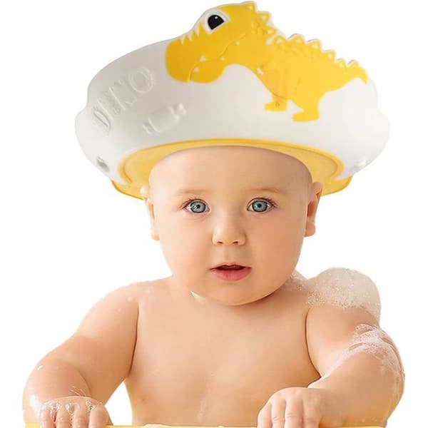 Baby Shower Hat, Badehætte til børn med visir, Justerbar babybadehætte til øjenbeskyttelse (gul)