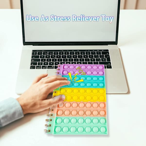 Pop notesbøger til børn for at lindre stress Kompositions notesbøger, boble Fidget notesbog til skole, pop Fidget legetøj Det spiral notesbog til piger (lys R