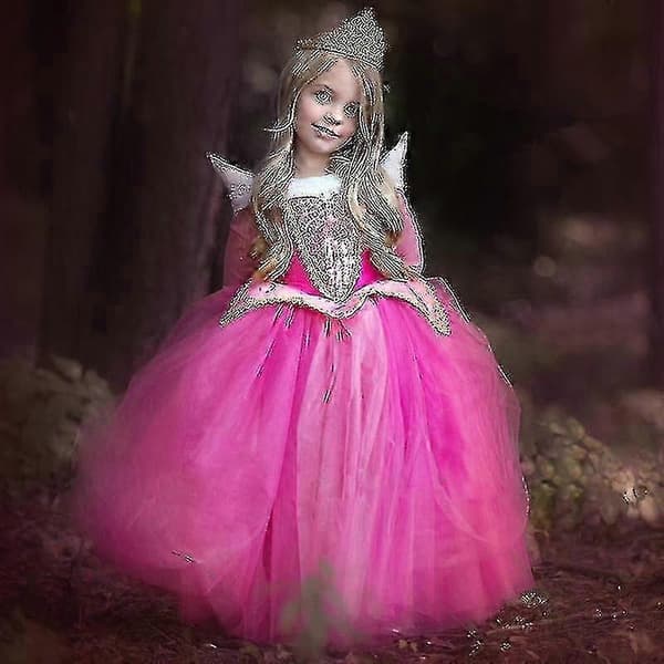 Tornerose Fest Prinsessekjole Piger Udklædning Rose 4-5 År