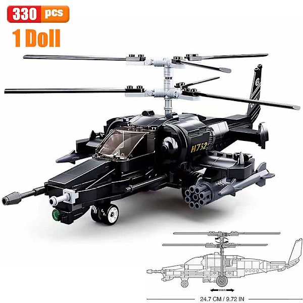 Sembo Block Helikoptre Jagerblokker Militærby Z-20 Utility Flymaskin Armépilotfigur Fly Byggeklosser Barn Lekermini J-15 Jager No Box KA50