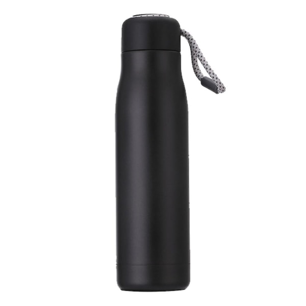 Vandflaske i rustfrit stål Vakuumisoleret termokolbe Genanvendelig sportsflaske Sort Black