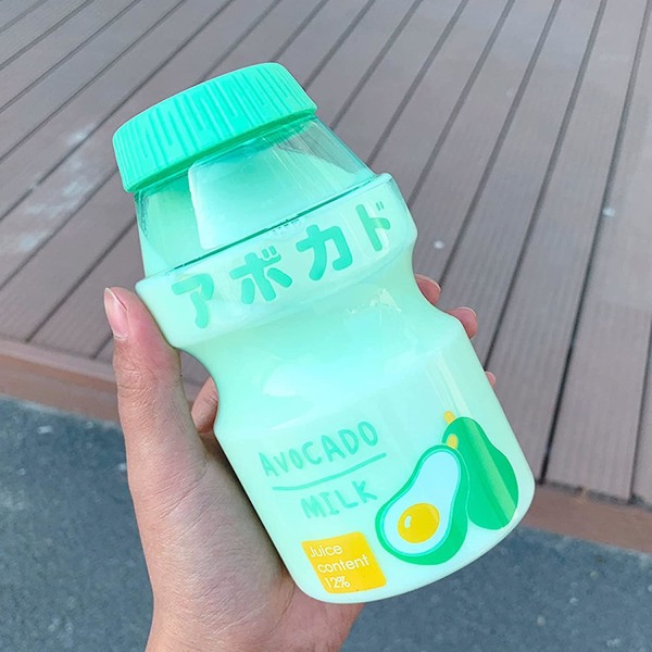 Fruktjuice vattenflaska i plast Mjölk Cartoon Shaker flaska, 16oz/480ml Transparen