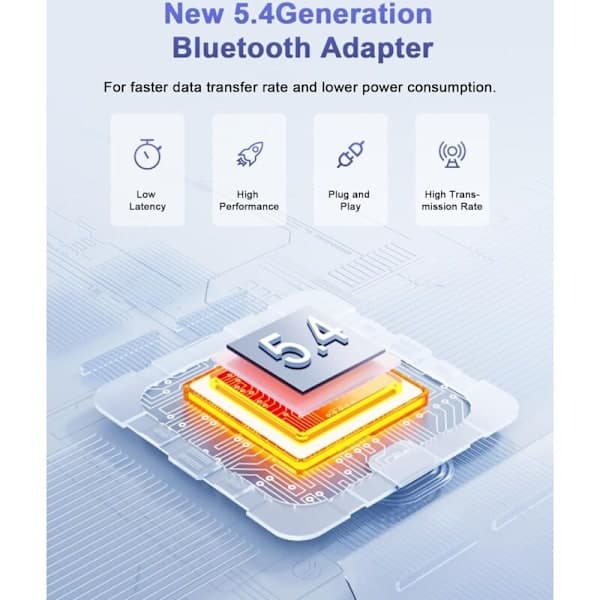 Bluetooth 5.4 USB-adapter til pc, hovedtelefoner, tastatur, smartphone, tablet, Windows 11/10/8.1/7 (sort)