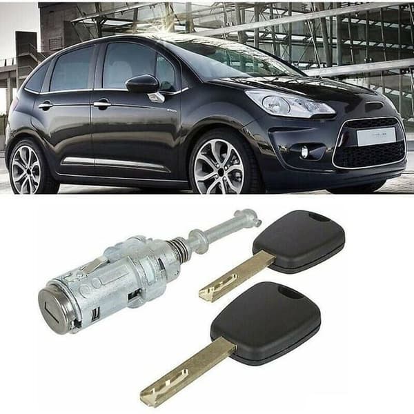 Låssats + cylinder för vänster framdörr Citroen C2 C3 C3 + 2 nycklar OE:9170T9