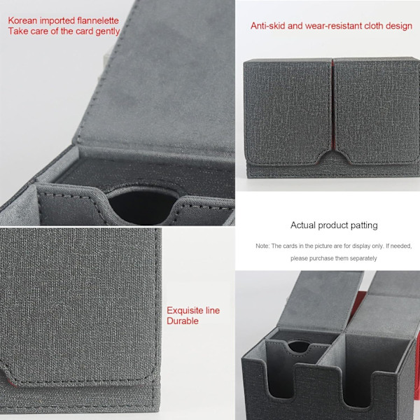 Trading Card Game Box,Card Game Boxes - PU Läder Kort Spel Förvaring Väska med Magnetisk Stängning,U Form Spår Solid Konstruktion Bridge Box Grey