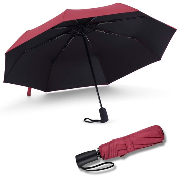 12 Rib taittuva sateenvarjo tuulenpitävä kompakti matka, automaattisesti avautuvat/sulkevat suuret sateenvarjot teflonpinnoitteella, paras tuulenpitävä sateenvarjo (musta)