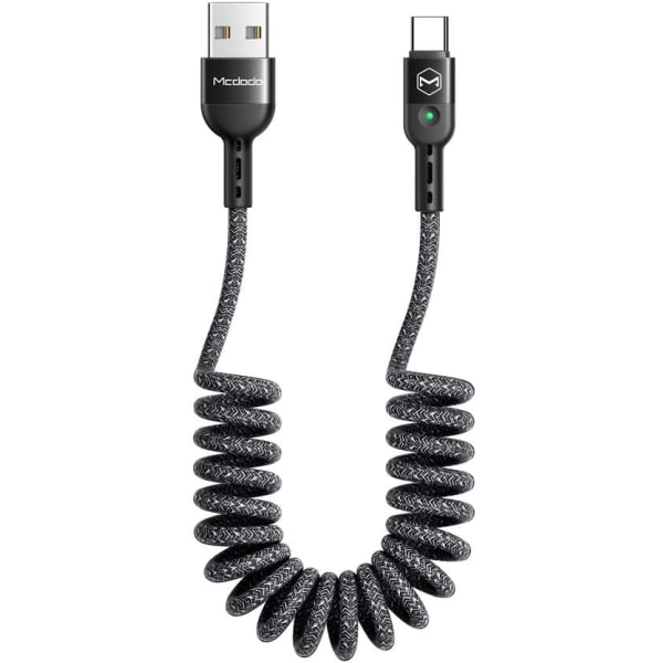 Kveilet USB Type-C-kabel, USB-uttrekkbar spiralkabel USB Type-C