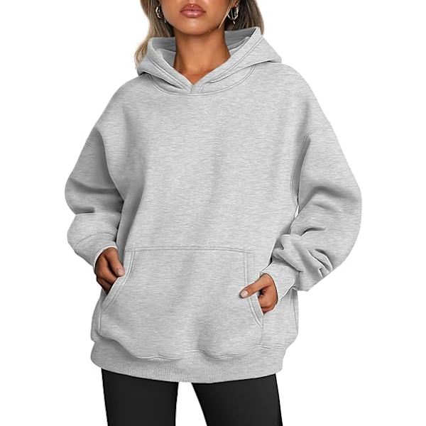 Dame Oversized Hættetrøjer Pullover Langærmet Sweatshirt Efterår Vinter Termisk Fleece Toppe med Lommer