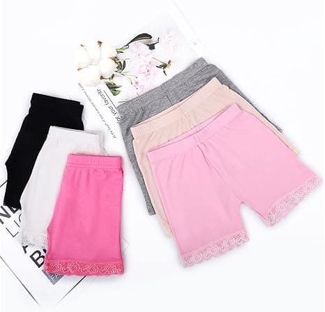 Cykelshorts til piger, sorte, til dans, med blonder, til børn, 2-10 år, 6 stk. 5-7 Years