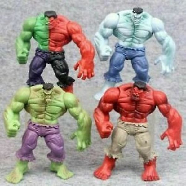 4 stk The Incredible Avenger Hulk Grønn Rød Action Figur Leker