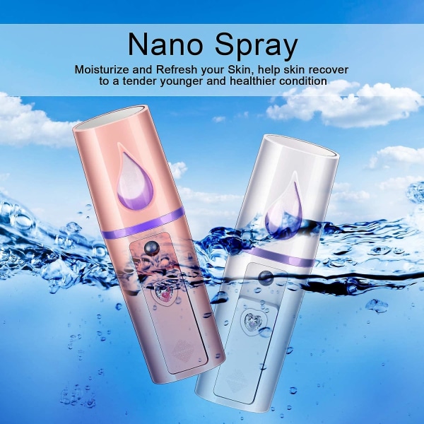 2 delar Nano ansiktsluftfuktare Mini Portable Face Mist Steamer Handhållen Mist Sprayer With Moisturiz