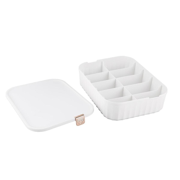 10-facks strumporganisator med avdelare, platsbesparande strumplåda, modern enkel förvaring White