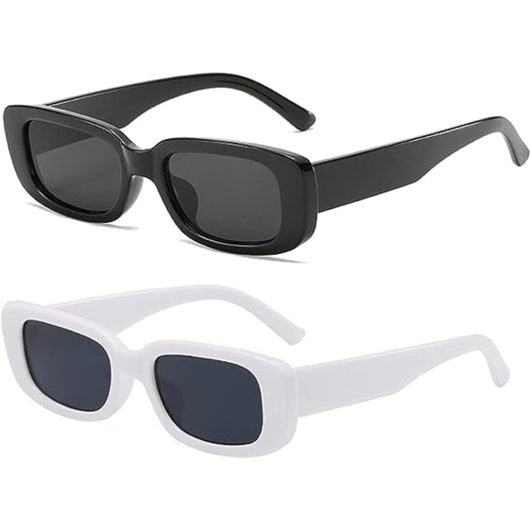 Vintage rektangulære solbriller for kvinner Trendy firkantede solbriller Mote retrobriller med UV402-beskyttelse for damer, tenåringsjenter, menn